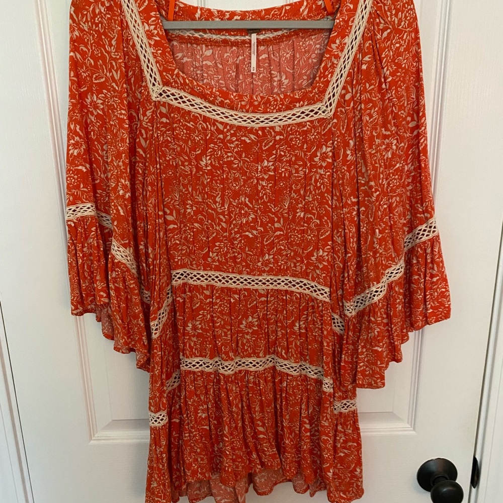 Free People Orange Floral Women's Top or Mini Dress